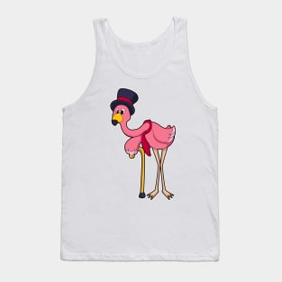 Flamingo as Pensioner with Hat Tank Top